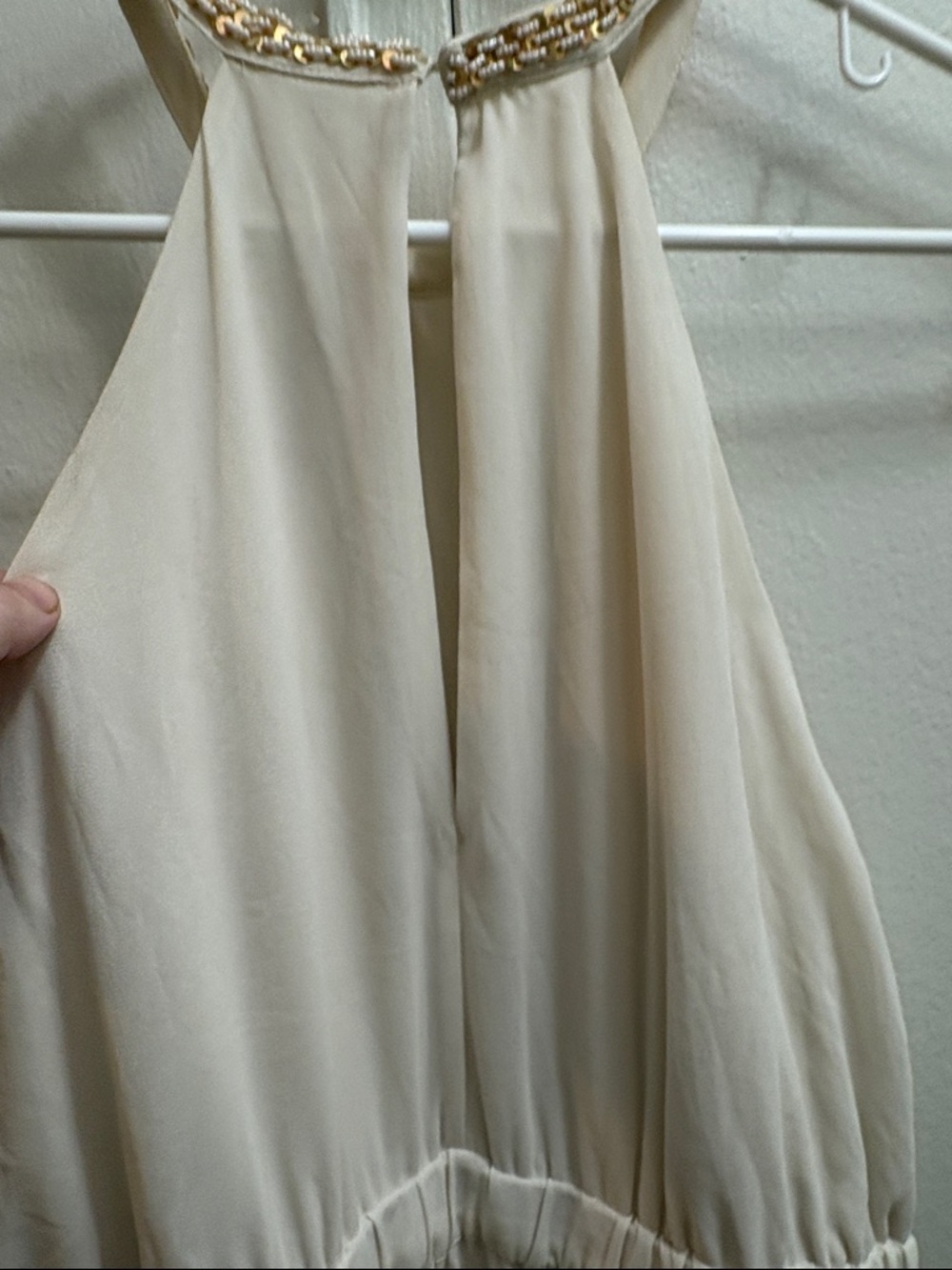 H&M Cream Strapless Dress with Gold Braid Trim Size 12 - Picture 7 of 8